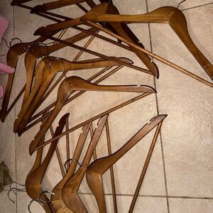 Lot of 15 Wood Clothes Hangers Suit Jacket Pants Bar Wooden EUC Display